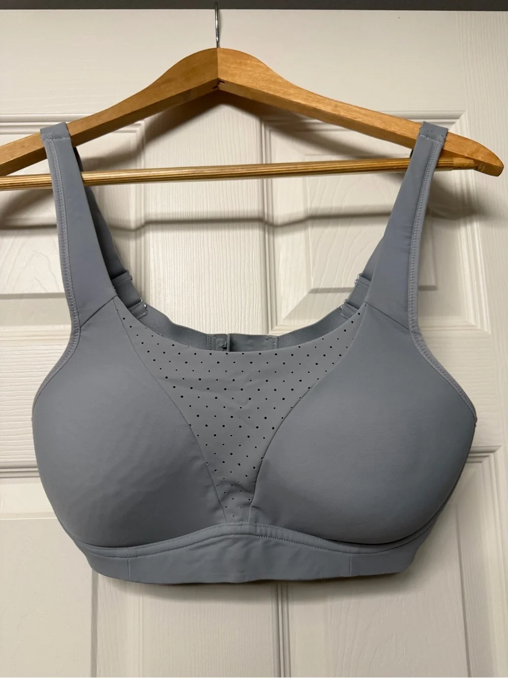 lululemon athletica Gray Perforated Front Sports Time Bra